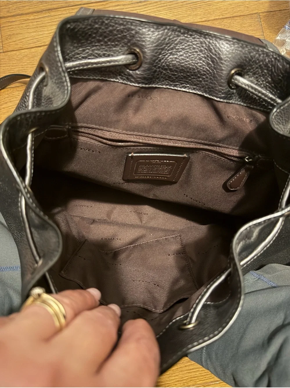 Coach Evie Backpack in metallic graphite polished pebble leather. - Picture 4 of 7